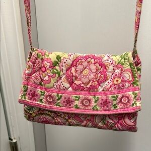 Vera Bradley Pink and Green Floral Crossbody Bag